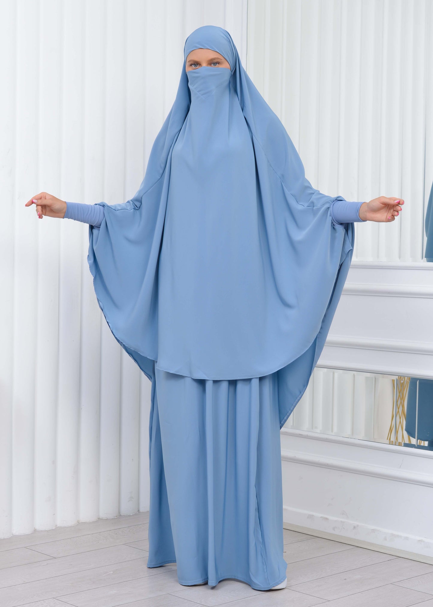 ISLAMIC WEARING Hijab 2Pieces Madine LIGRA Sleeve 822 - Babyblau