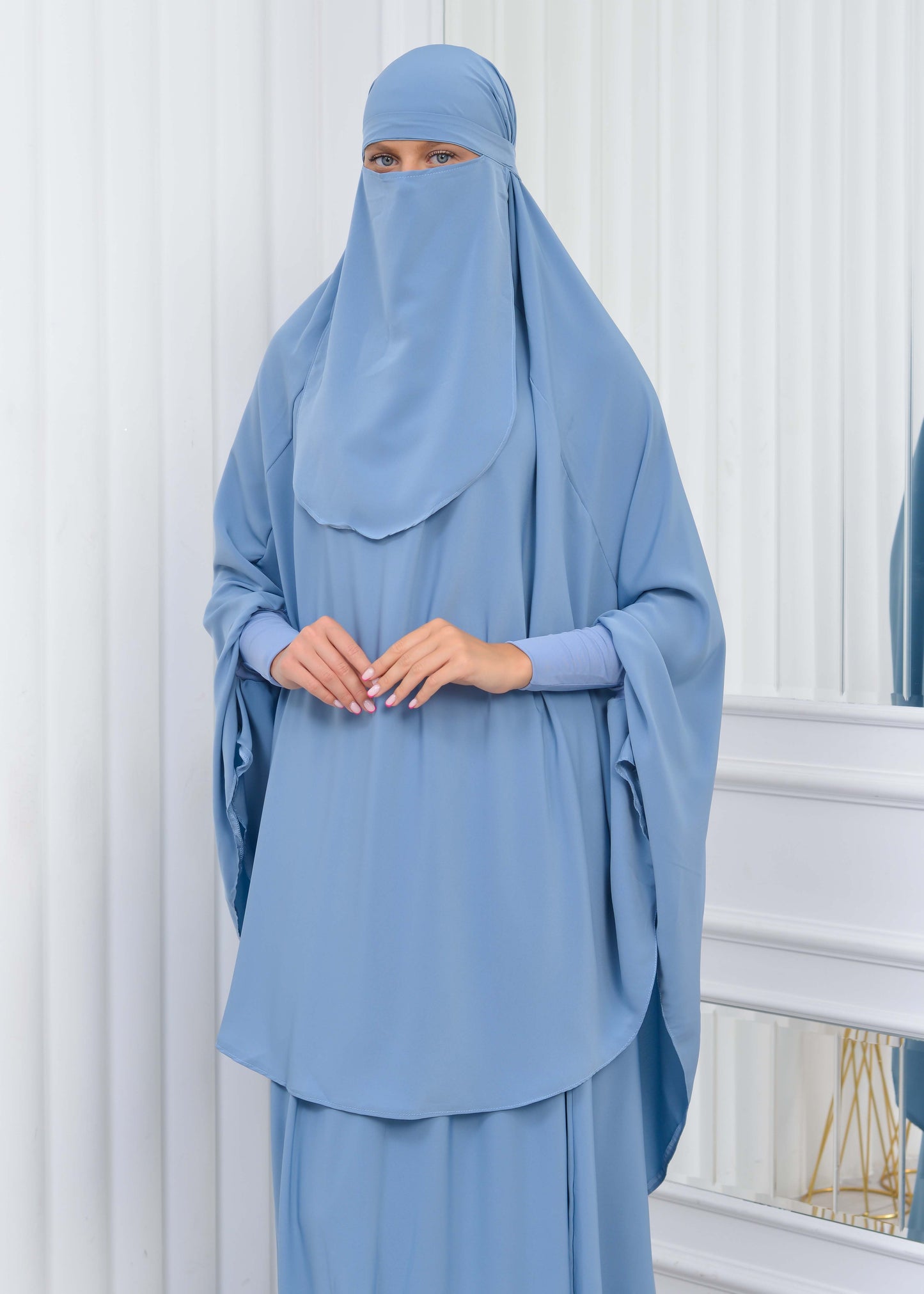 ISLAMIC WEARING Hijab 2Pieces Madine LIGRA Sleeve 822 - Babyblau