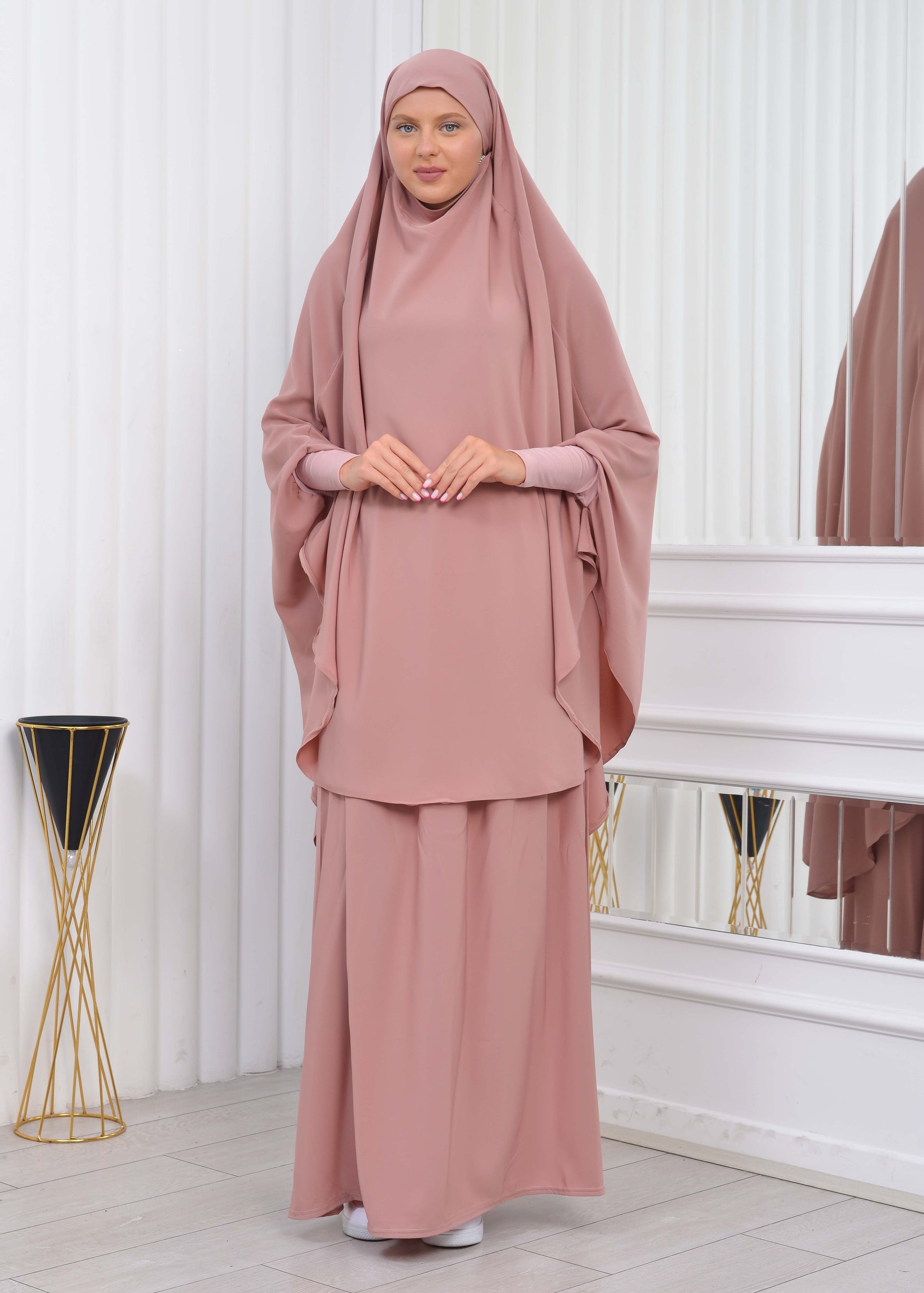 ISLAMIC WEARING Hijab 2Pieces Madine LIGRA Sleeve 822 - Puder