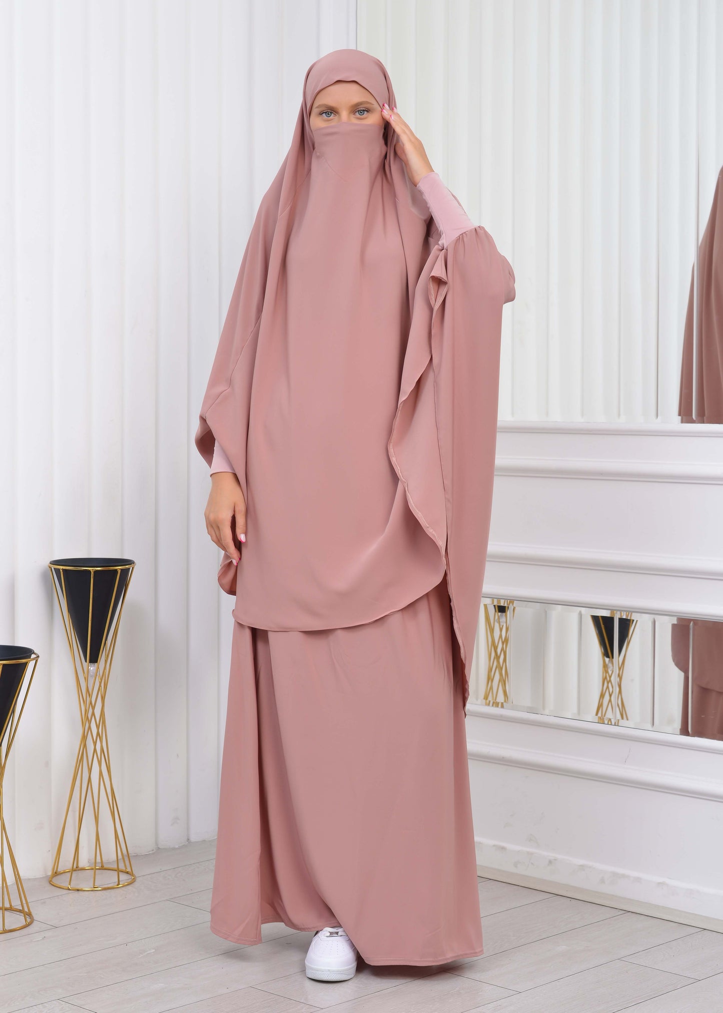 ISLAMIC WEARING Hijab 2Pieces Madine LIGRA Sleeve 822 - Puder