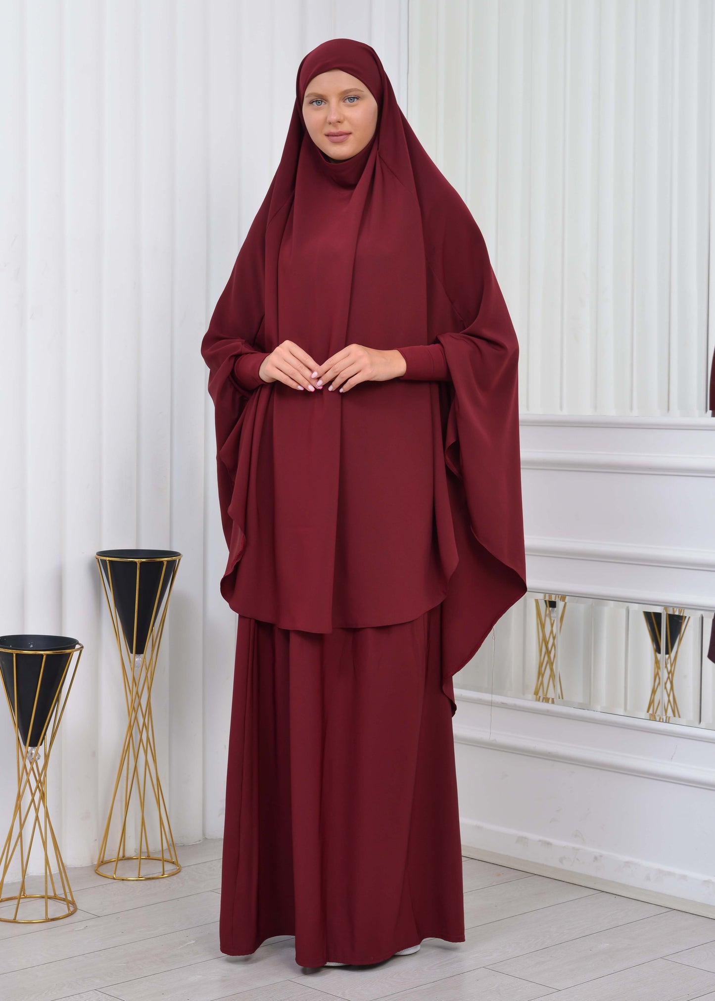 ISLAMIC WEARING Hijab 2Pieces Madine LIGRA Sleeve 822 - Bordeaux