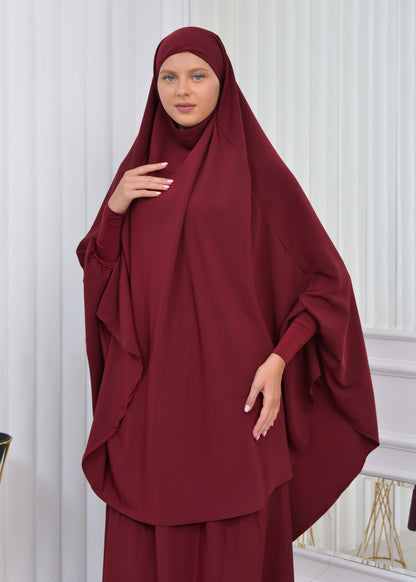 ISLAMIC WEARING Hijab 2Pieces Madine LIGRA Sleeve 822 - Bordeaux
