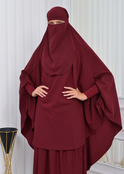 ISLAMIC WEARING Hijab 2Pieces Madine LIGRA Sleeve 822 - Bordeaux