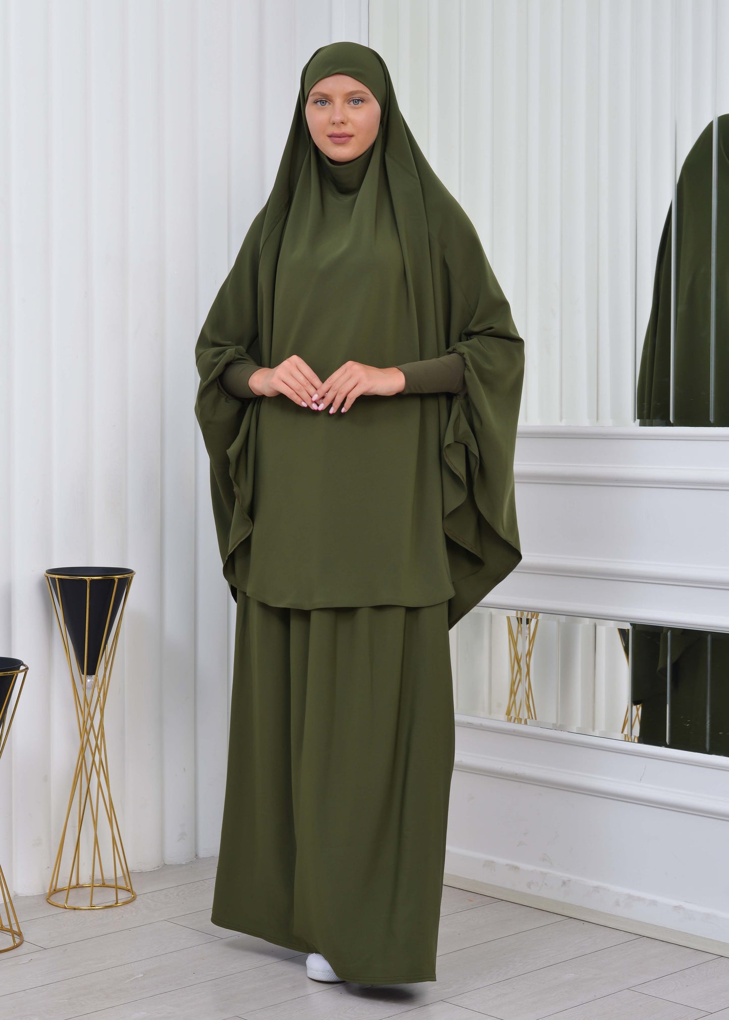 ISLAMIC WEARING Hijab 2Pieces Madine LIGRA Sleeve 822 - Khaki