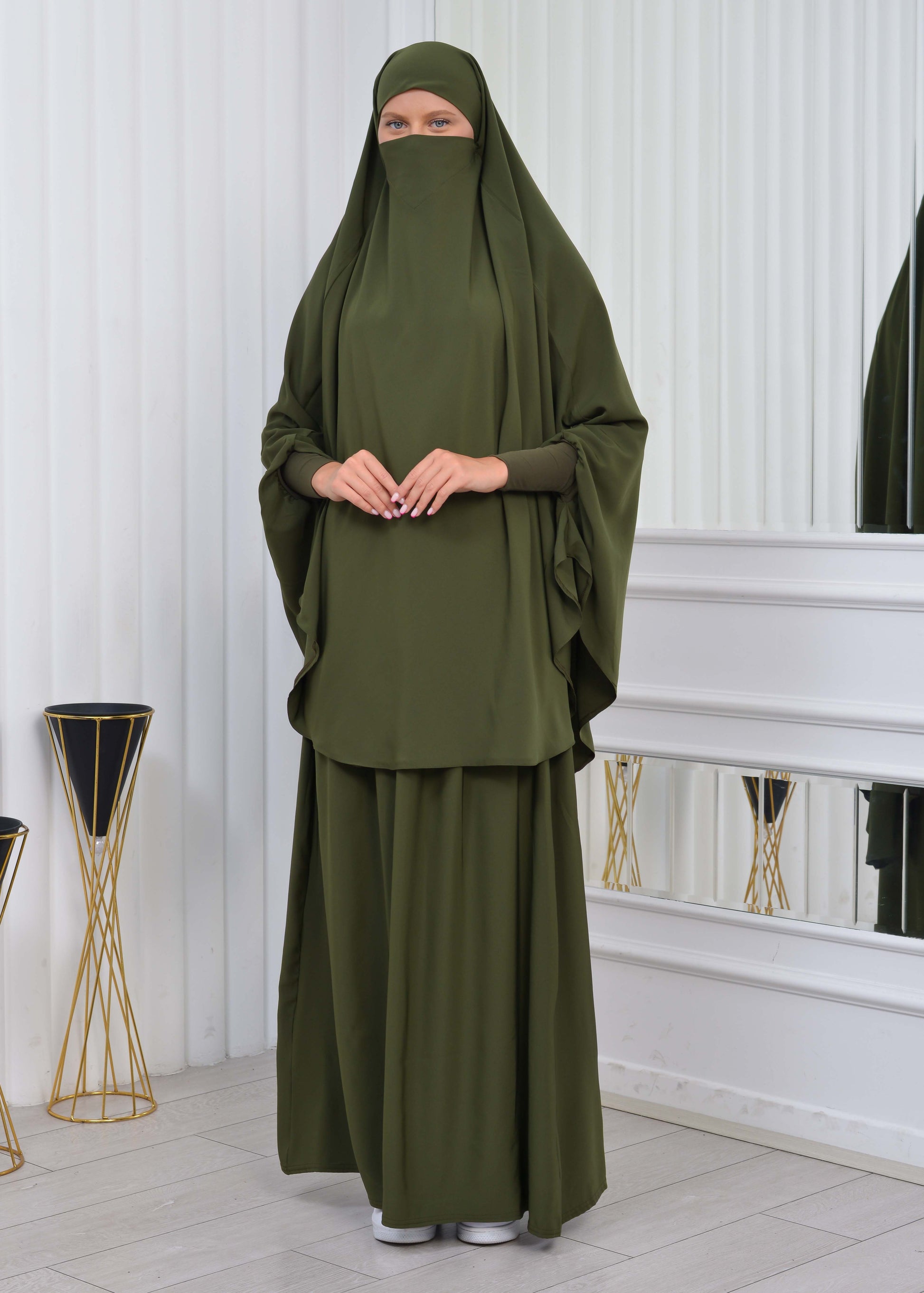 ISLAMIC WEARING Hijab 2Pieces Madine LIGRA Sleeve 822 - Khaki